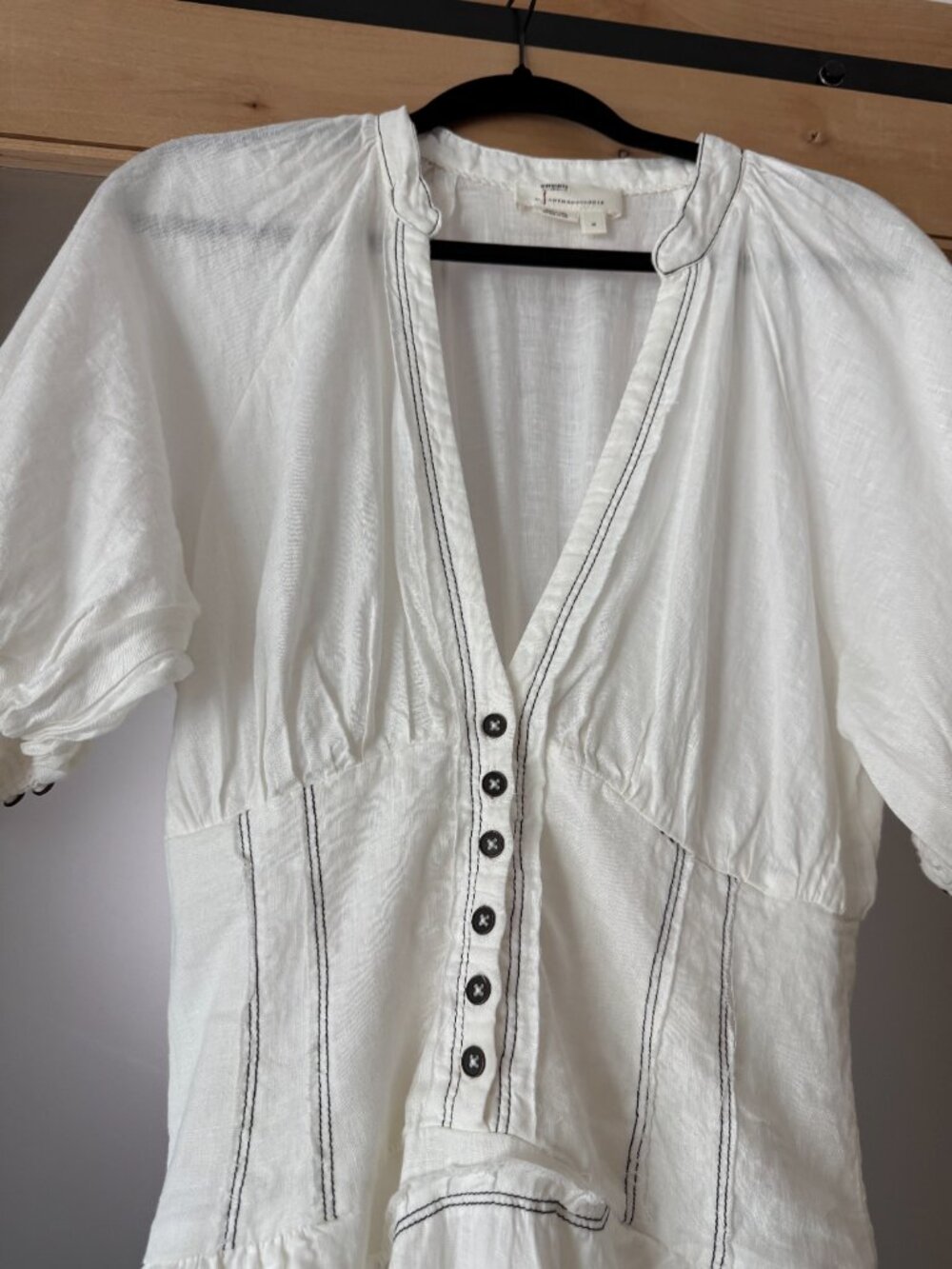 Anthropologie - V-Neck Corset Midi Shirt Dress  - Sz M - Picture 6 of 13